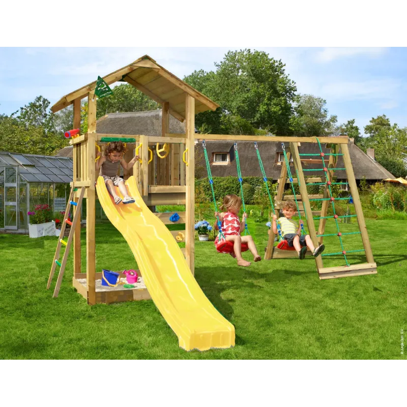Jungle Gym Sierra Legetårn Komplet Inkl  Klatremodul Og Gul Rutschebane 804-291cxgu