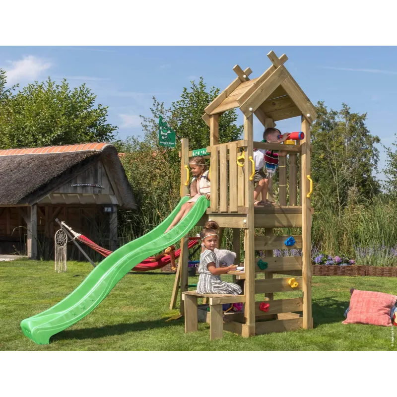 Jungle Gym Teepee Legetårn Komplet Inkl  Grøn Rutschebane 804-088g