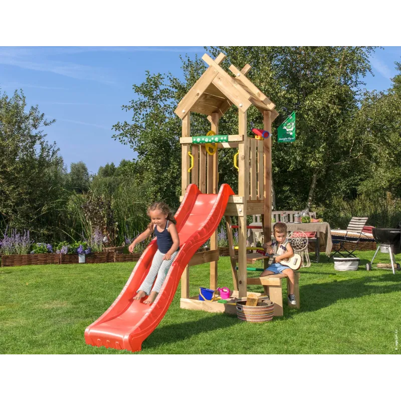 Jungle Gym Totem Legetårn Komplet Inkl  Rød Rutschebane 804-073r