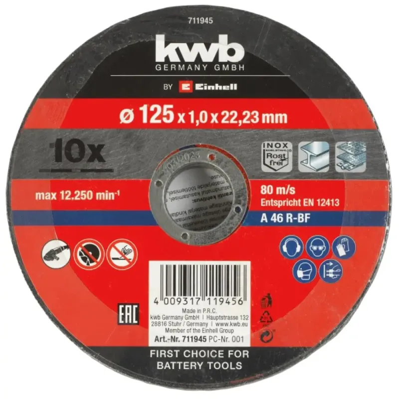 Kwb 10 Skæreskive Ekstra Tynd 125x1   Eh