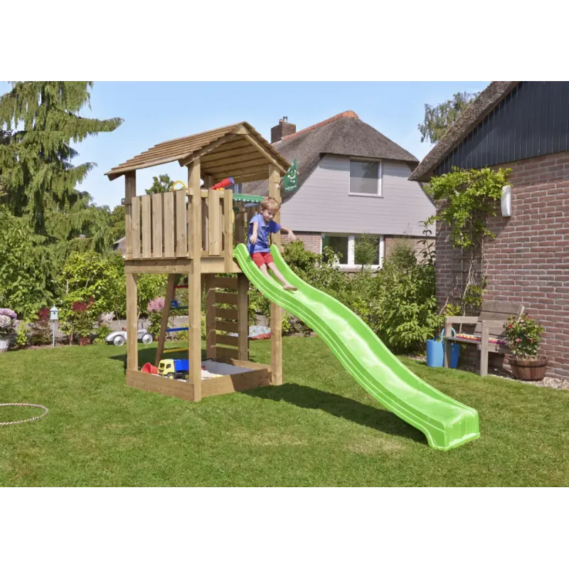 Legetårn Komplet Jungle Gym Cottage     Inkl  Grøn Rutschebane