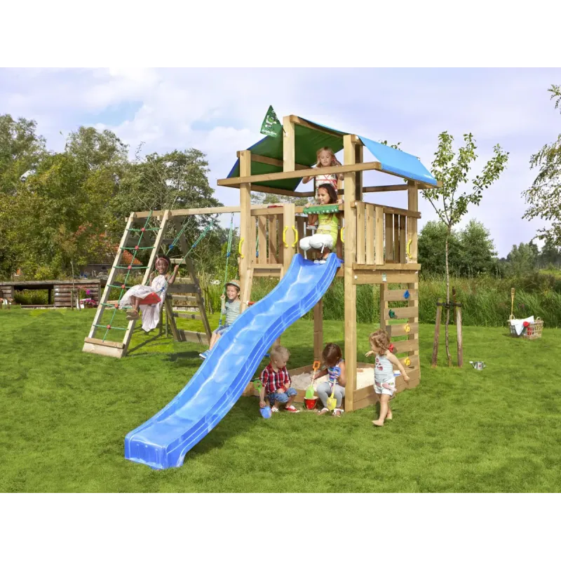 Legetårn Komplet Jungle Gym Fort     Inkl  Climb Module Og Blå Rutschebane