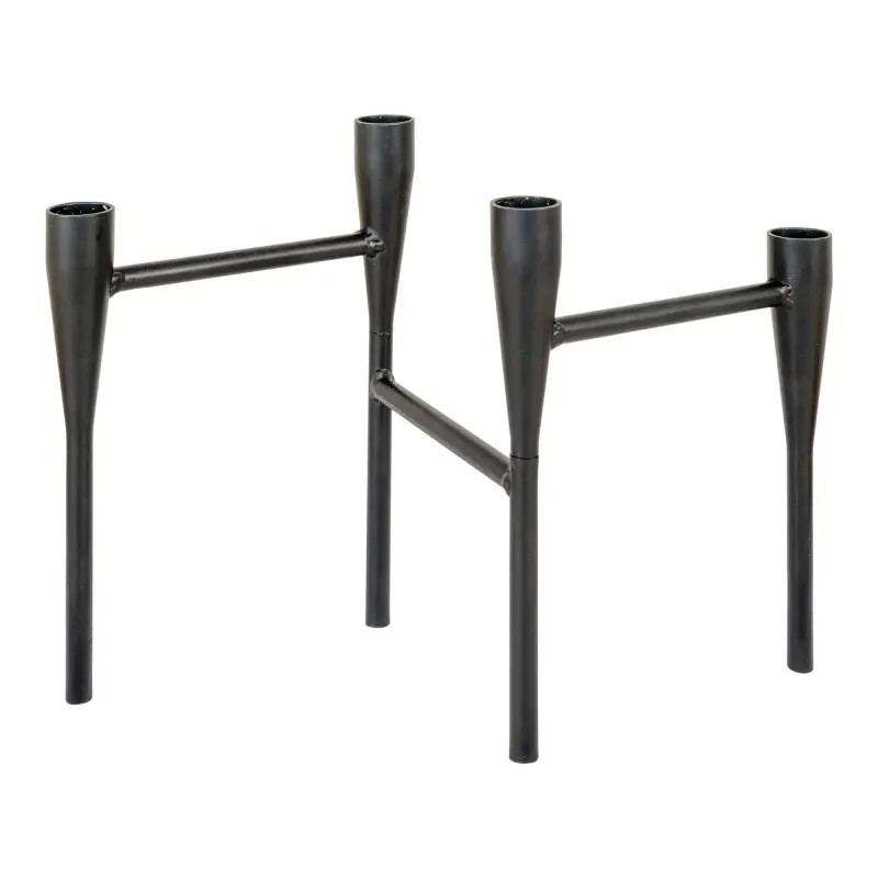 Metal Lysestage    Lys  Sort 15x28x21 Cm 4561160