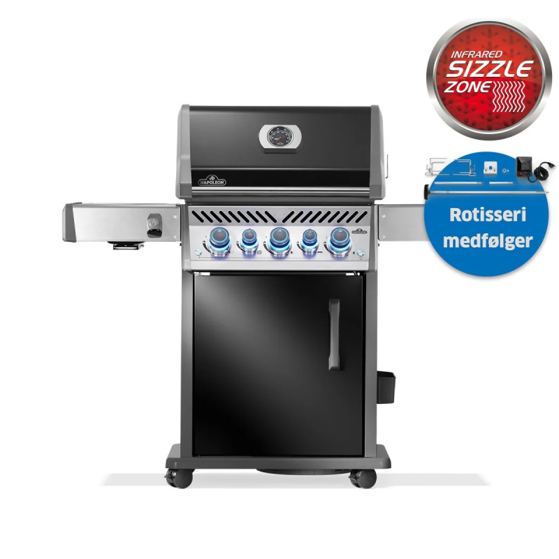 Napoleon Rogue Pro-  425  Rustfri Stål Sort Inkl  Rotisseri Gasgrill Rps425rsibpk- -dk-