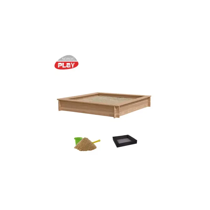 Nordic Play Active Sandkasse Lærk 150   150 Cm Inkl  Net Og 200 Kg Sand 805-719
