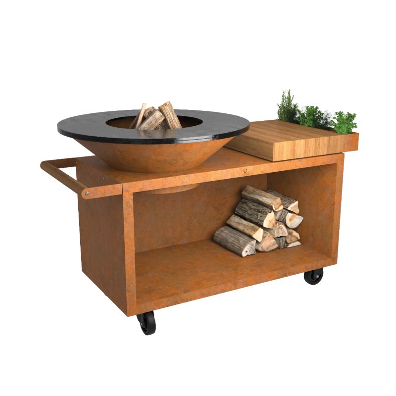 Ofyr Grill Island Corten 100 Pro Teak Wood