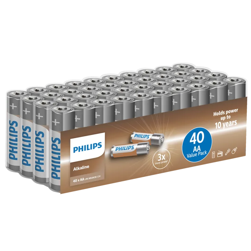 Philips Alkaline Lr6 Aa Batteri 40 Stk