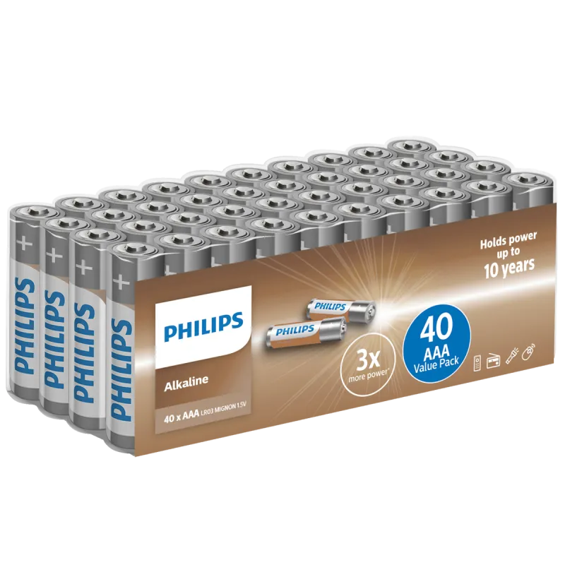 Philips Alkaline Lr03 Aaa Batteri 40 Stk