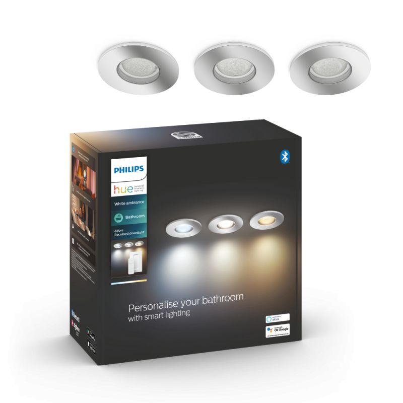 Philips Hue Adore Hue Recessed Krom 3x4 2w Badeværelse White Ambiance