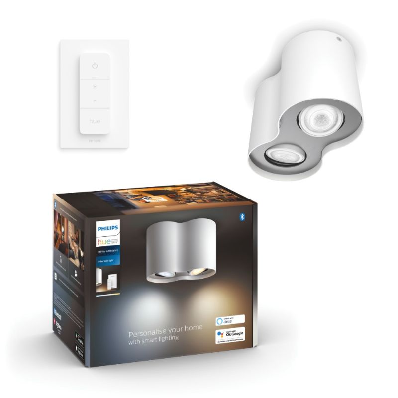 Philips Hue Pillar Hue Plate Spiral Hvid 2x4 2w Spot White Ambiance