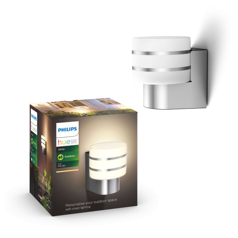 Philips Hue Tuar Hue Wall Lantern Inox 1x9w 230v Outdoor White
