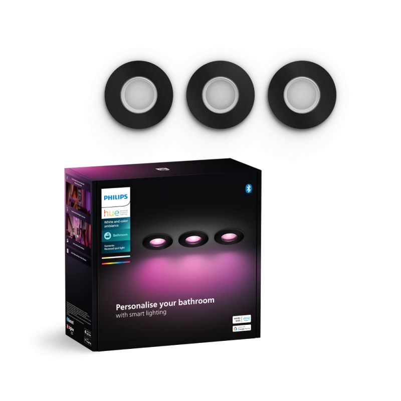 Philips Hue Xamento Hue Recessed Sort 3x4 2w Spot White Color Ambience