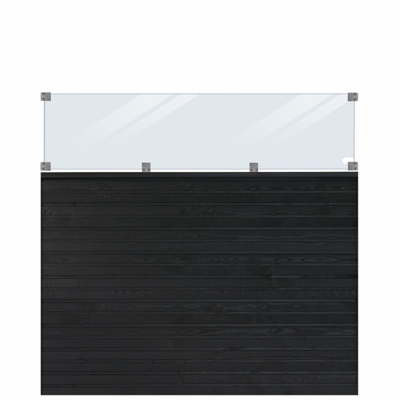 Plus Plank Byg-selv Plankeværk   Glas 174x163cm Sortgrundet 17779-15