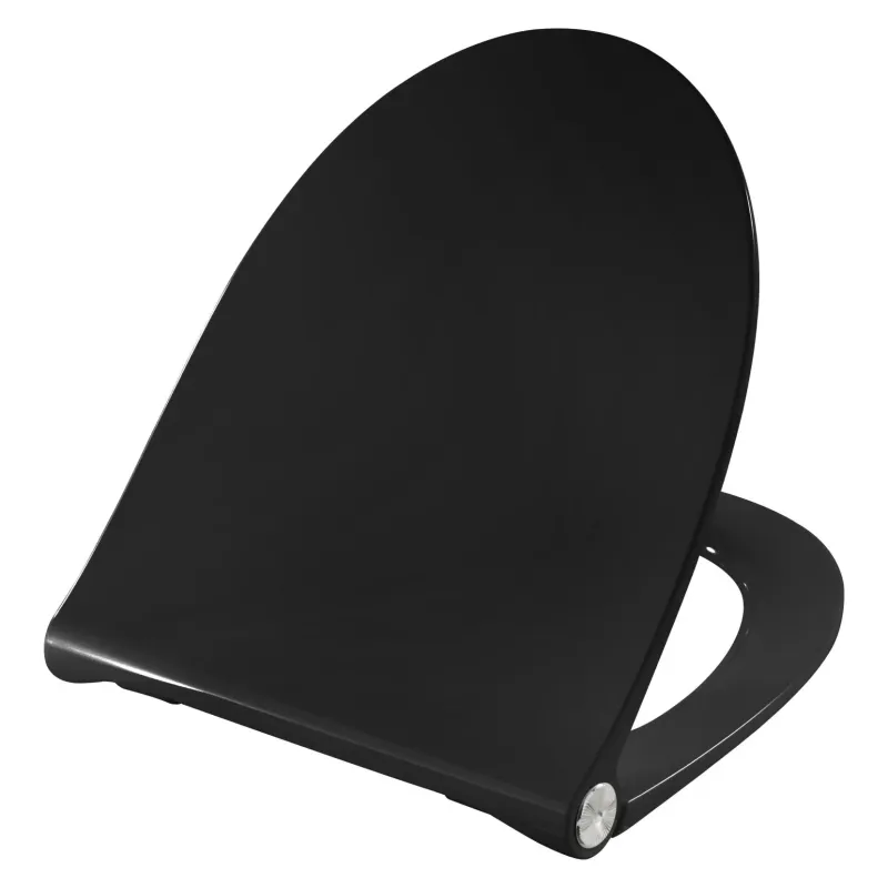 Presalit Toiletsæde  -form S1068 Med Soft Close  Lift-off Og Polygiene  Sort  Universal Kipanker Beslag  Topmonteret