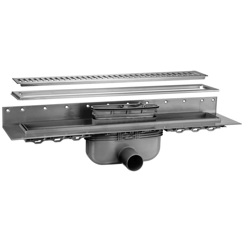 Purus Afløbsrendesæt 900mm Rib 50mm Vandret     Vandlås  Rist