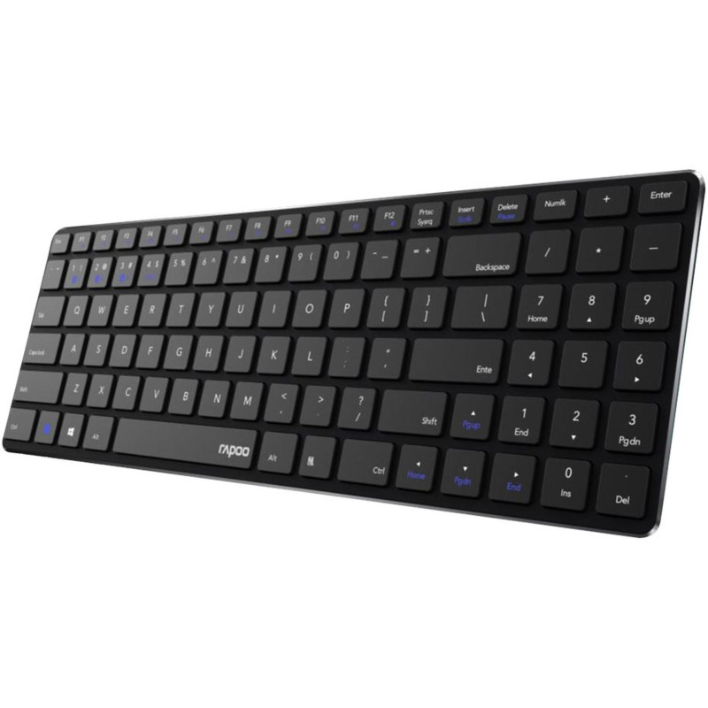 Rapoo E9100m Multi-mode Trådløs Keyboard Nordisk Layout  Sort Tastatur