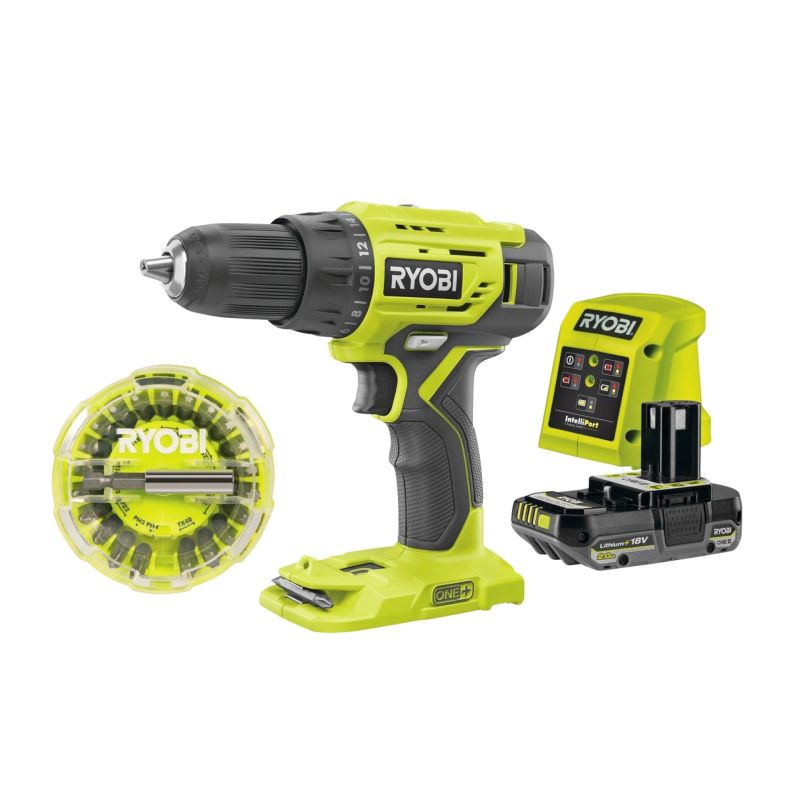 Ryobi One  R18dd4-1c20co Boremaskine Akku Med Batteri Og Lader