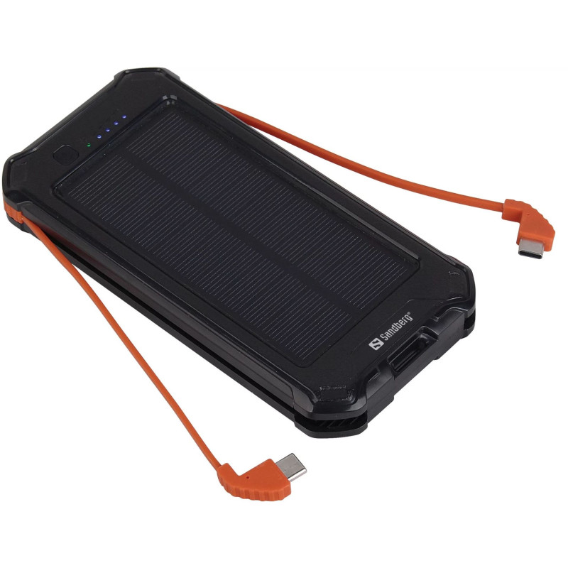 Sandberg  -in-one Solar Powerbank 10000 Mah Powerbank Med Solceller