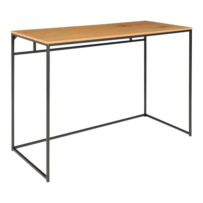 Skrivebord Med Sort Ramme Og Egetræslook Bordplade 100x45x75 Cm 2402055