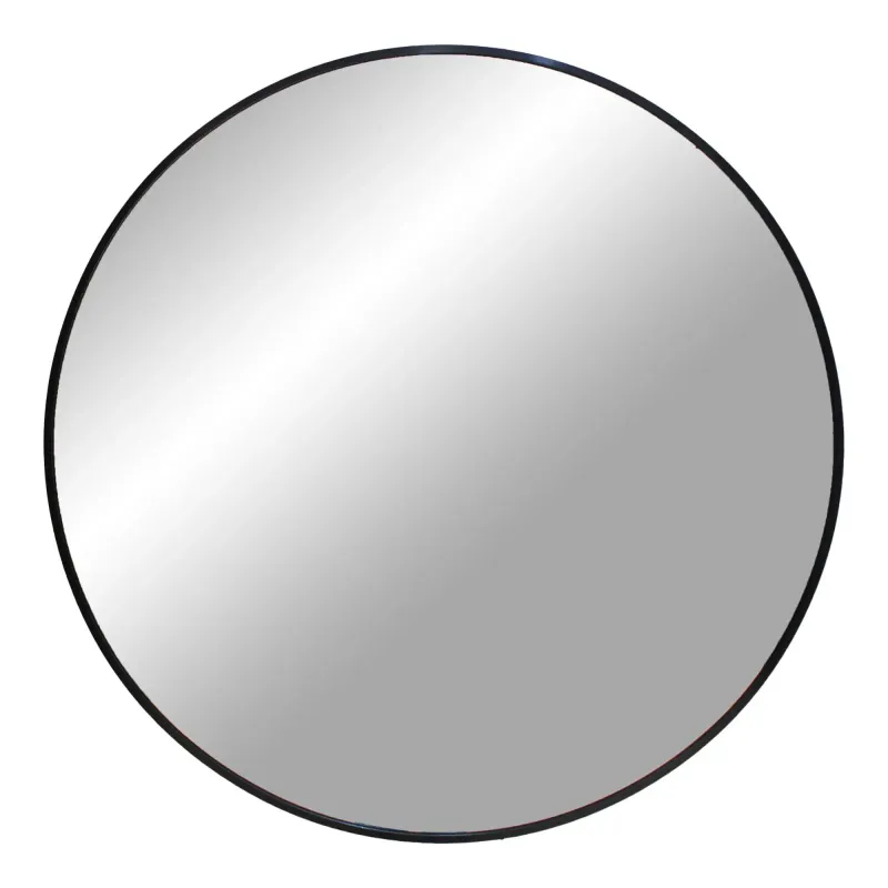 Spejl Med Ramme   Sort ø80 Cm 4001480