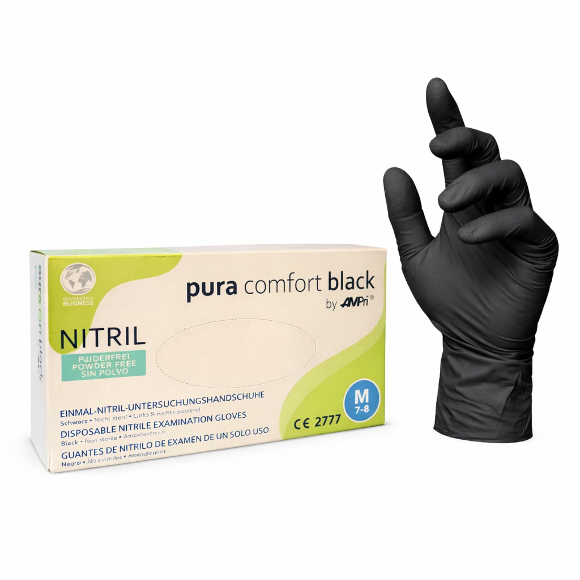 100 Stk  Pura Comfort Nitrilhandsker Sorte Størrelse