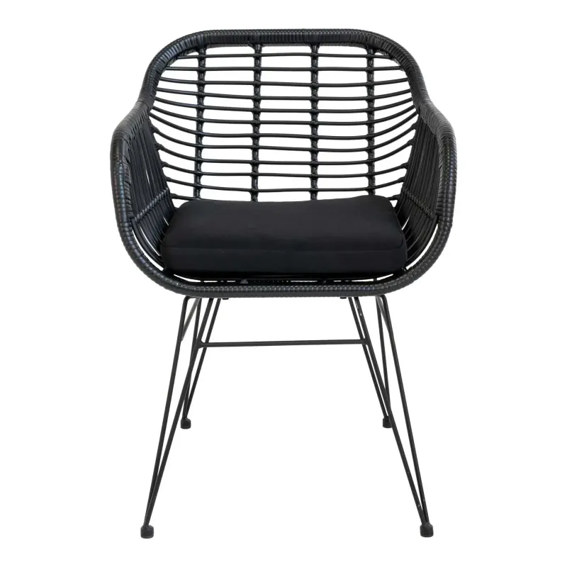 Stol   Sort Polyrattan Med Hynde 7001051