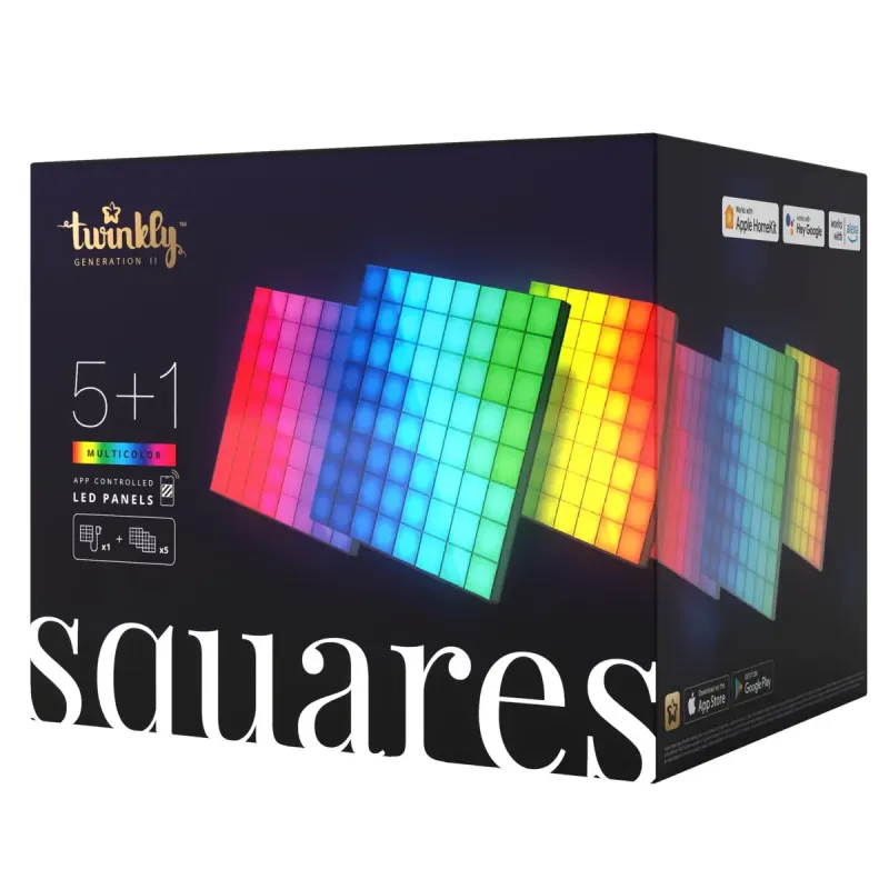 Twinkly Light Squares   Pak Lyspanel Startsæt Pixels Rgb  16x16 Cm   64led Pr Panel