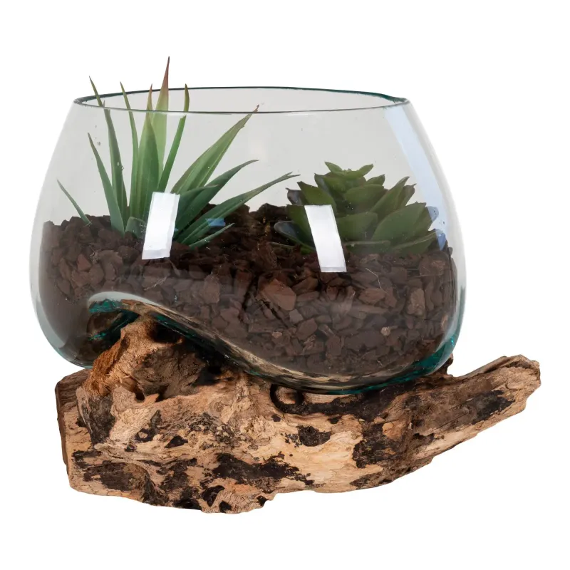 Vanddråbe   Glas Med Træfod ø15xh15 Cm 4501055