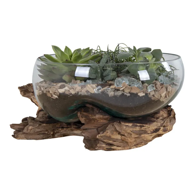 Vanddråbe   Glas Med Træfod ø26xh20 Cm 4501054