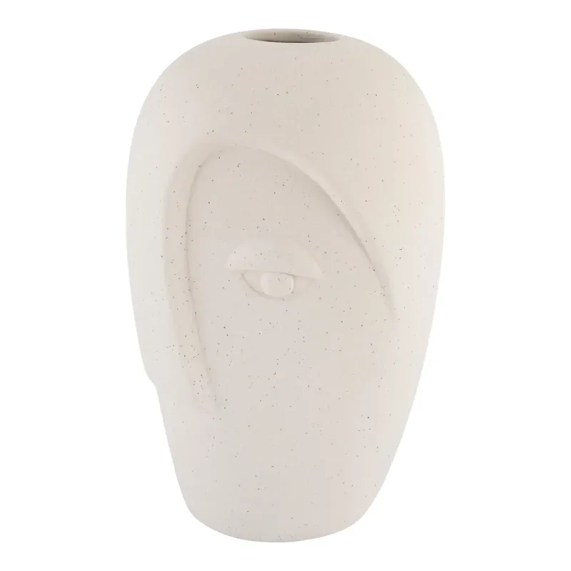 Vase   Sand Keramik Med Ansigt  12 5x13x19   Cm 4441707