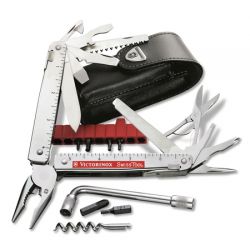 Victorinox Swisstool   Plus With Bits  Corkscrew And Leather Multitool