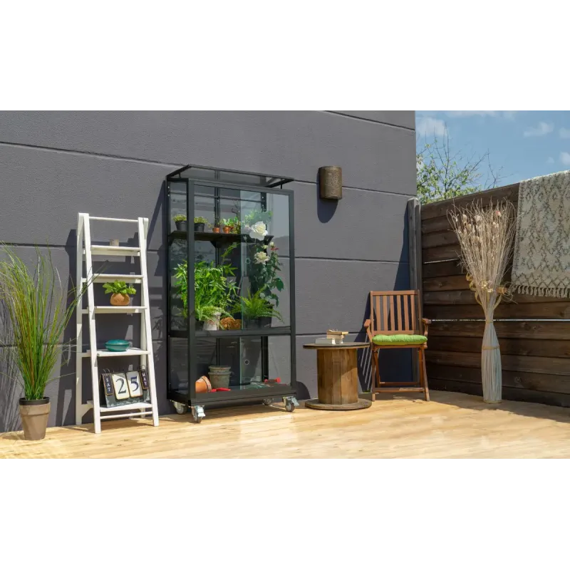 Vitavia Urban Sort 3mm Hærdet Drivhus Glas Og Sokkel På Hjul