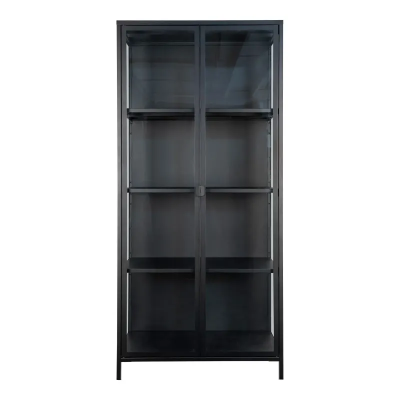 Vitrineskab   Sort Med Glaslåger 35x80x175 Cm 3001040