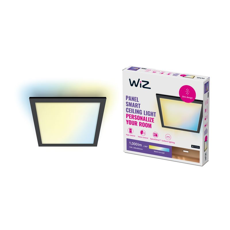 Wiz Panel Ceiling Sq 12w Black 27-65k Tw