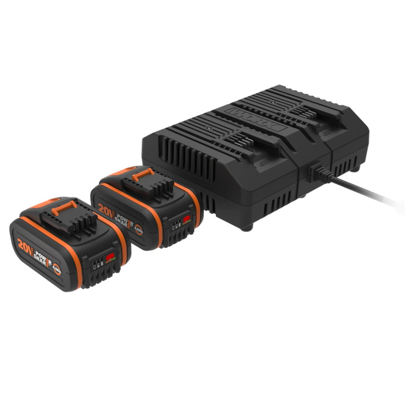 Worx 20v     Ah Batterisæt Med Dobbeltlader   Wa3611