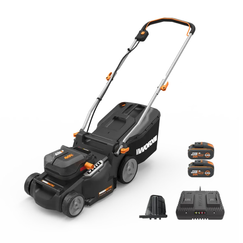 Worx 40v 37 Cm Batteridrevet Plæneklipper   Wg737e