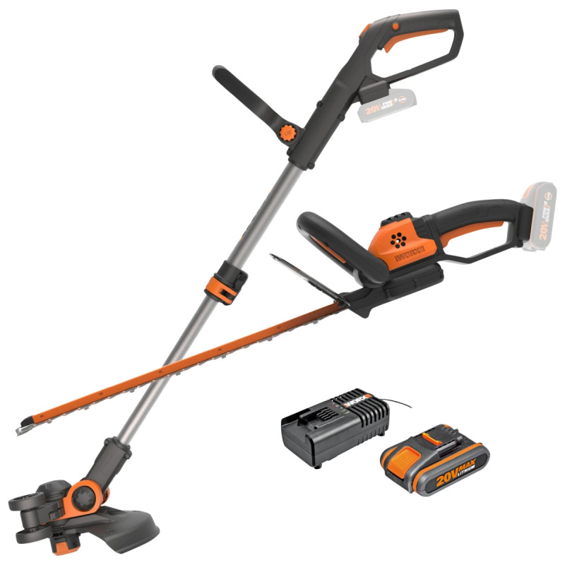 Worx 20v Powershare Græstrimmer   Hækkeklipper Sæt   Wg918e