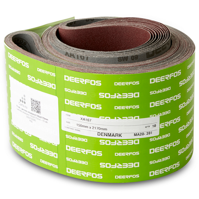 150x2170mm  Lærreds Slibebånd 10 Stk  Korn P40